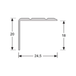 Hoeklijnprofiel zelfklevend 3m x 20mm aluminium zilver afmetingen