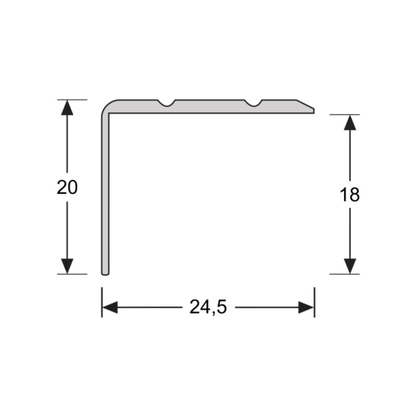 Hoeklijnprofiel zelfklevend 3m x 20mm aluminium zilver afmetingen